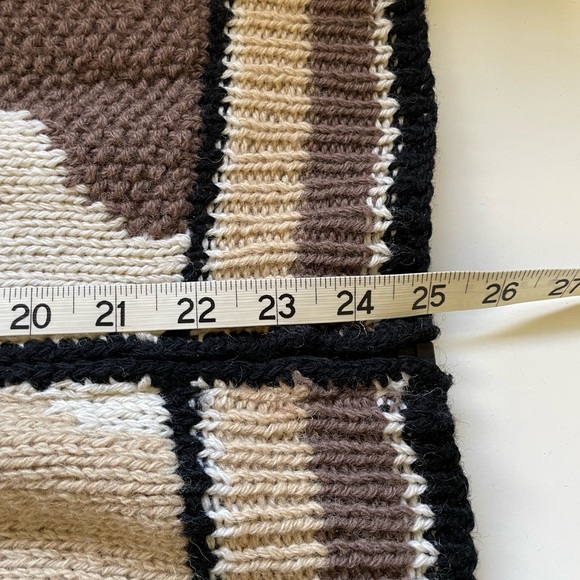 Vintage 100% Wool Zip Front Cardigan Geometric Colorblock Sweater Size M Warmest - Picture 13 of 14